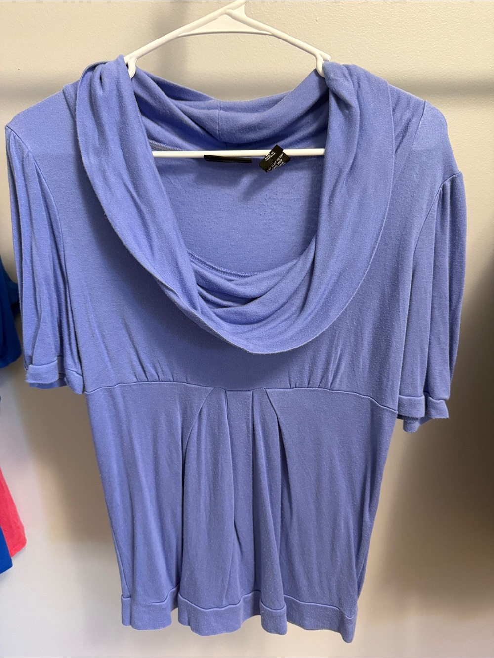 New York & Company Periwinkle Cowl Neck Tunic Top